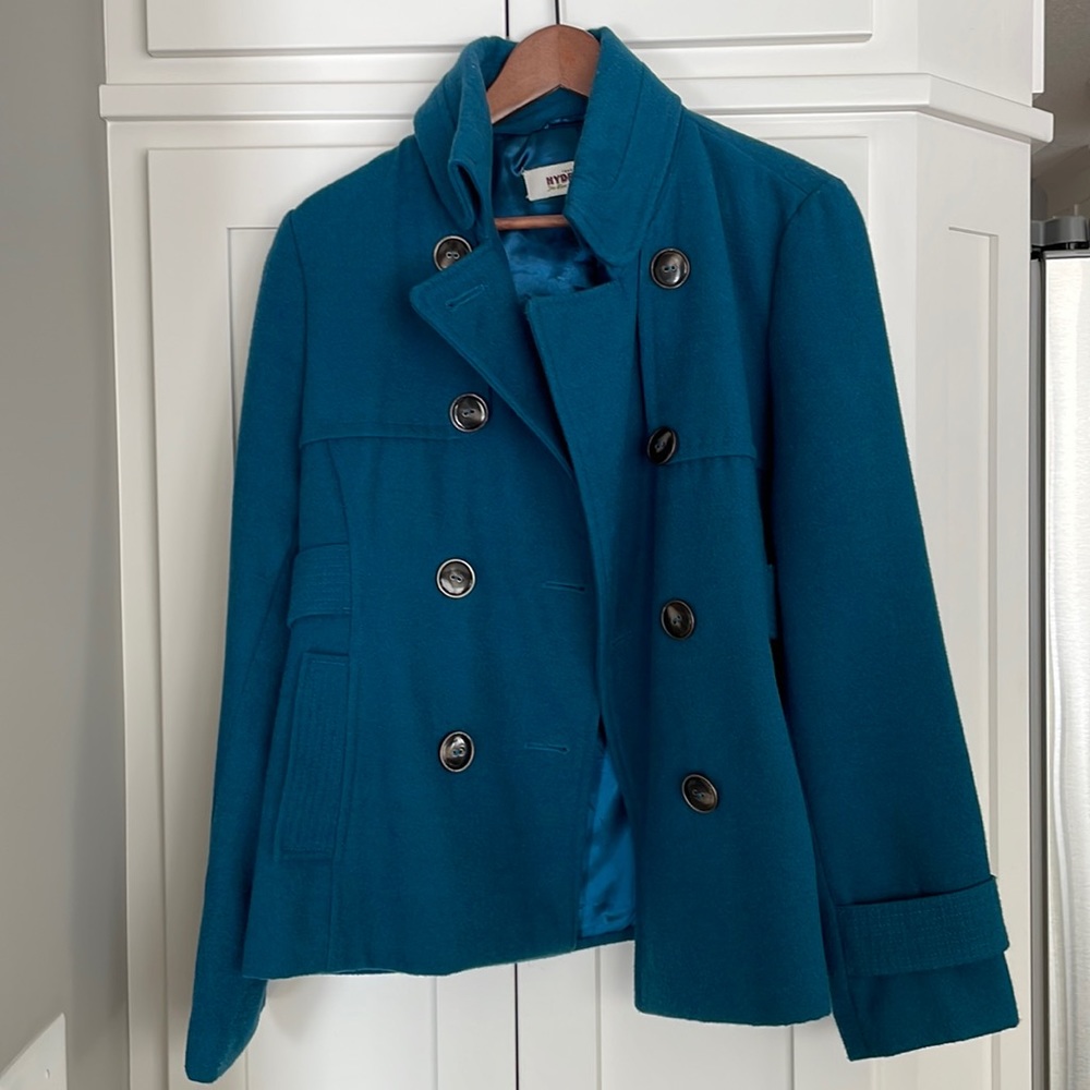 Teal/aqua Hydraulic Pea Coat Size Large